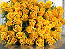 60本のバラでお祝いを!還暦祝い用バラの花束(黄色60本)