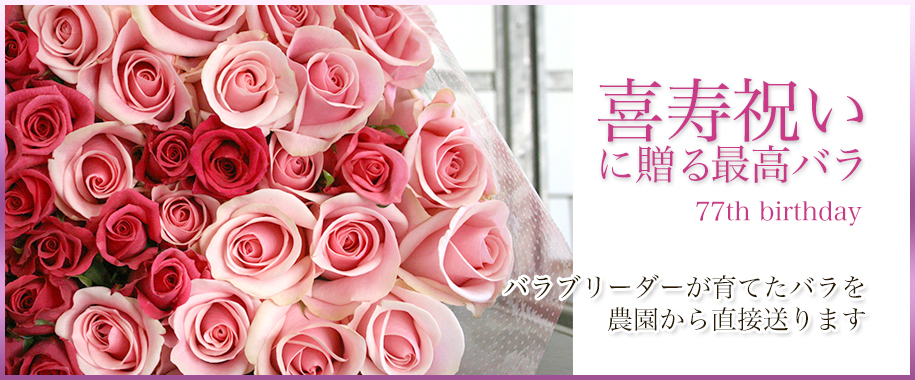 喜寿のお祝いにバラの花束を！お祝いのバラは産地直送の斉藤バラ園